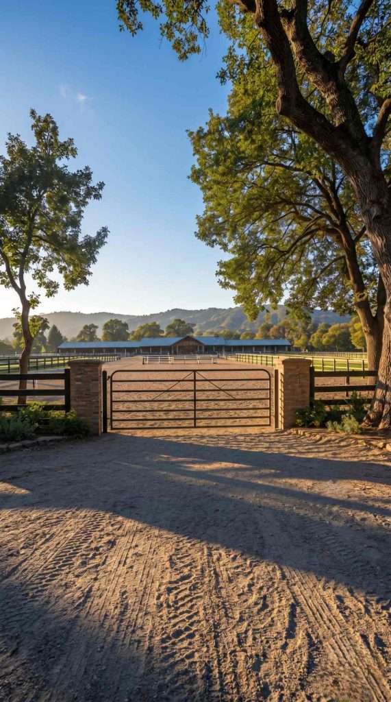 Equestrian Property Entrance with Iron Gate Stone Background.png