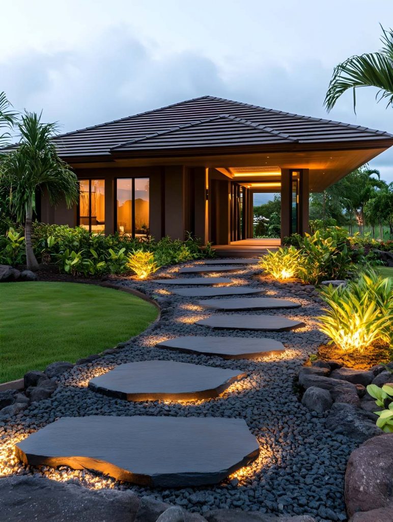 Luxury Modern Tropical Villa at Dusk with Illuminated Flagstone Walkway and Lush Landscaping.jpg