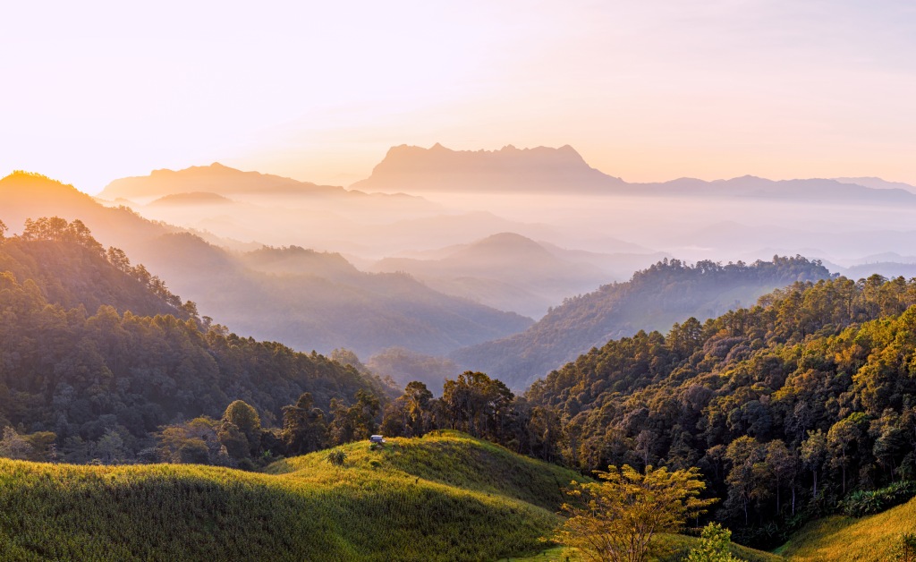 overlooking mountain